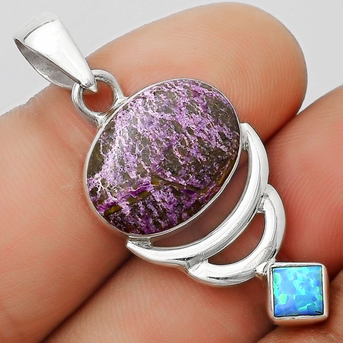 Purpurite - South Africa & Fire Opal Pendant SDP125938 P-1693, 12x16 mm