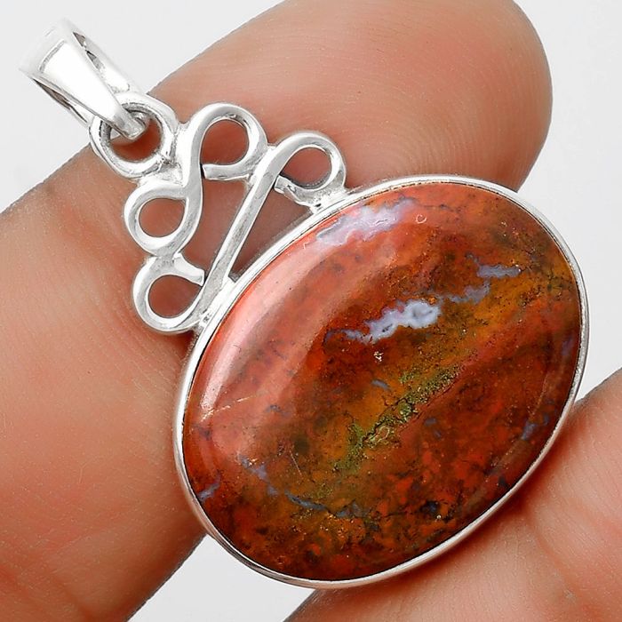 Natural Red Moss Agate Pendant SDP125973 P-1554, 18x23 mm