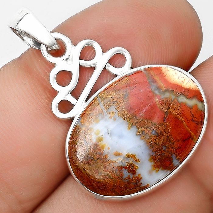 Natural Red Moss Agate Pendant SDP125977 P-1554, 16x22 mm