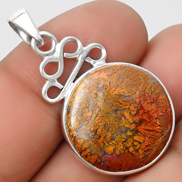 Natural Red Moss Agate Pendant SDP125989 P-1554, 19x19 mm