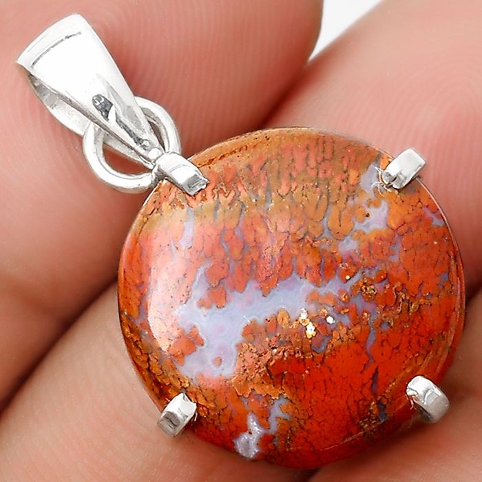 Natural Red Moss Agate Pendant SDP126135 P-1013, 18x18 mm