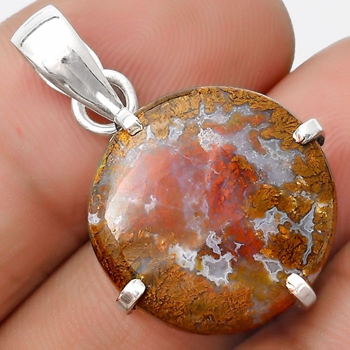 Natural Red Moss Agate Pendant SDP126137 P-1013, 19x19 mm