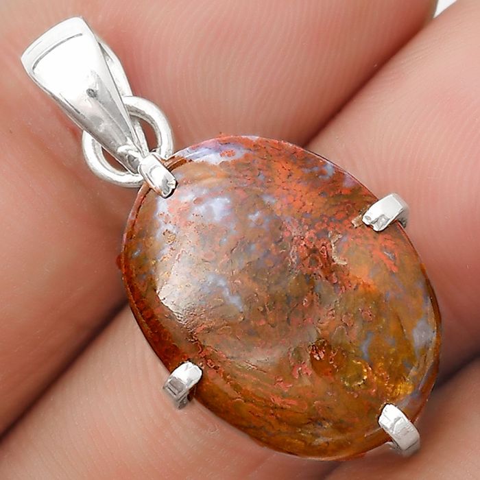 Natural Red Moss Agate Pendant SDP126138 P-1013, 15x20 mm