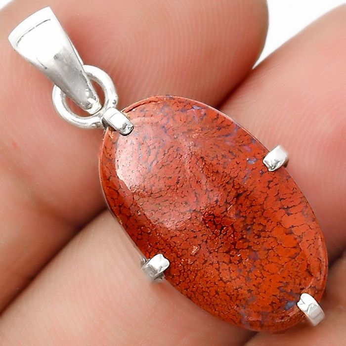 Natural Red Moss Agate Pendant SDP126154 P-1013, 13x21 mm