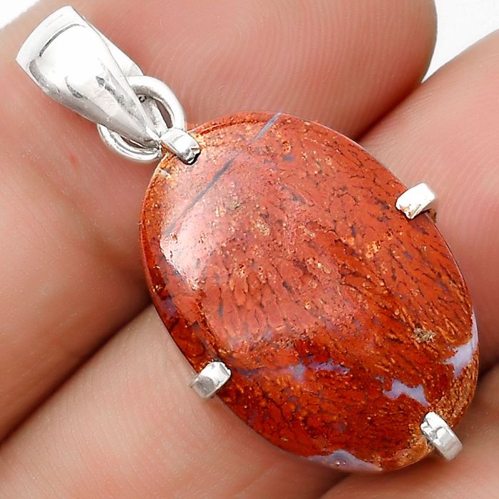 Natural Red Moss Agate Pendant SDP126158 P-1013, 16x22 mm