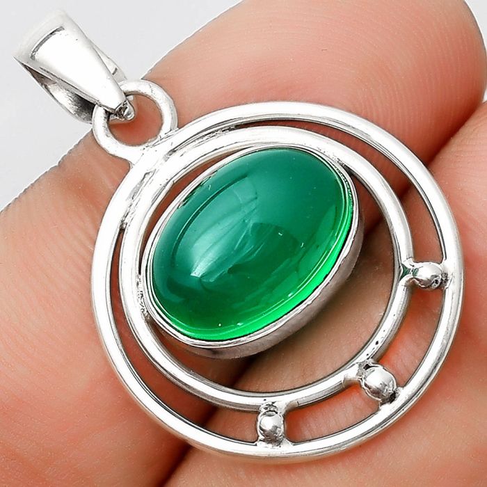 Natural Green Onyx Pendant SDP126172 P-1712, 10x14 mm