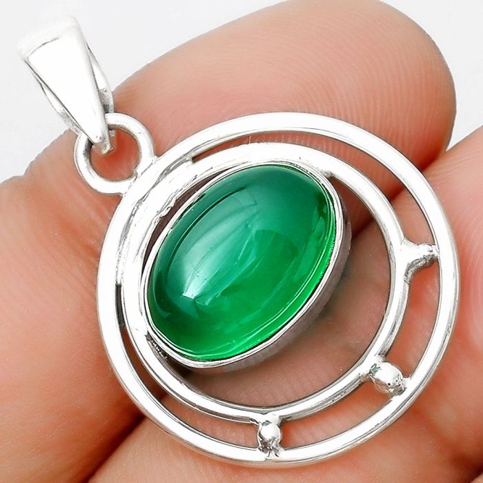 Natural Green Onyx Pendant SDP126208 P-1712, 10x14 mm