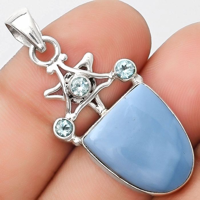 Natural Owyhee Opal & Sky Blue Topaz Pendant SDP126214 P-1095, 14x17 mm