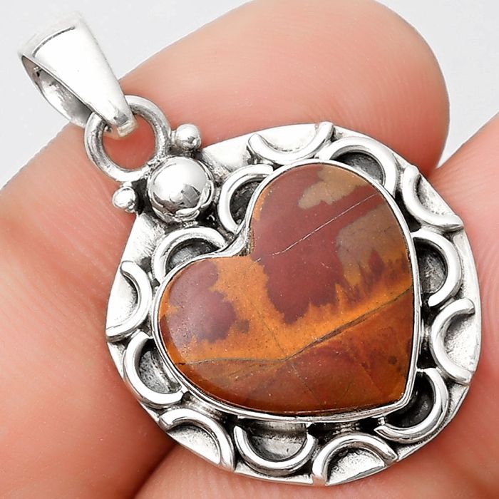 Valentine Gift Heart Natural Noreena Jasper Pendant SDP126227 P-1242, 15x15 mm