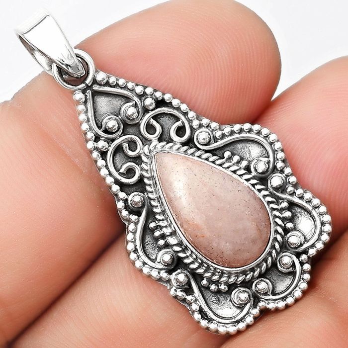 Natural Pink Scolecite Pendant SDP126265 P-1214, 8x15 mm