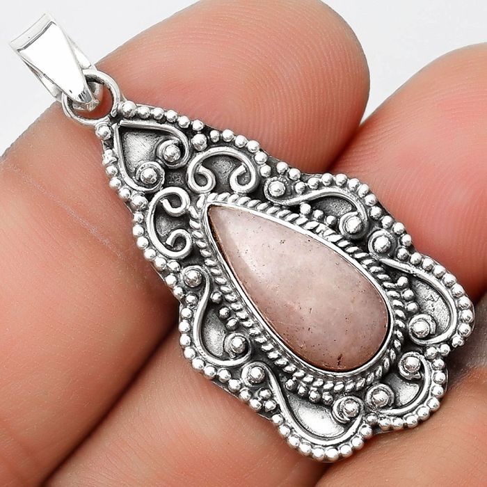 Natural Pink Scolecite Pendant SDP126288 P-1214, 8x16 mm