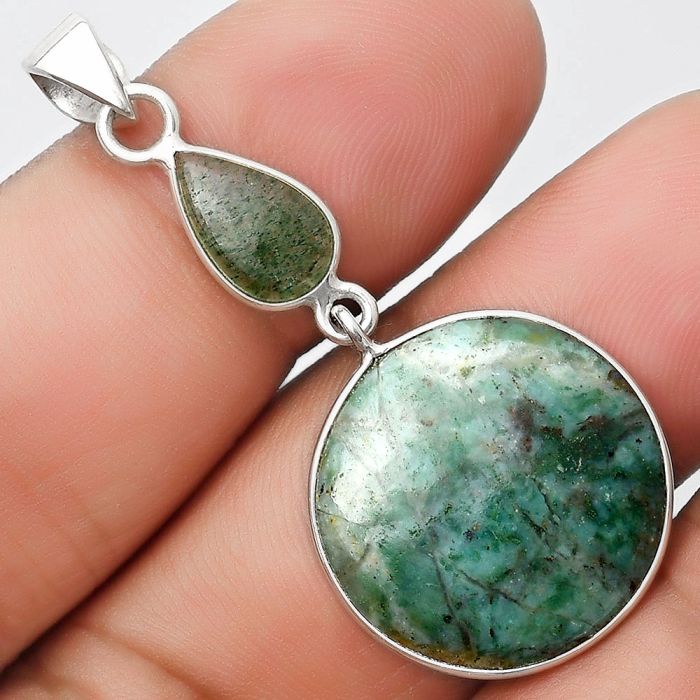 Larsonite Jasper & Green Aventurine Pendant SDP126349 P-1098, 19x19 mm