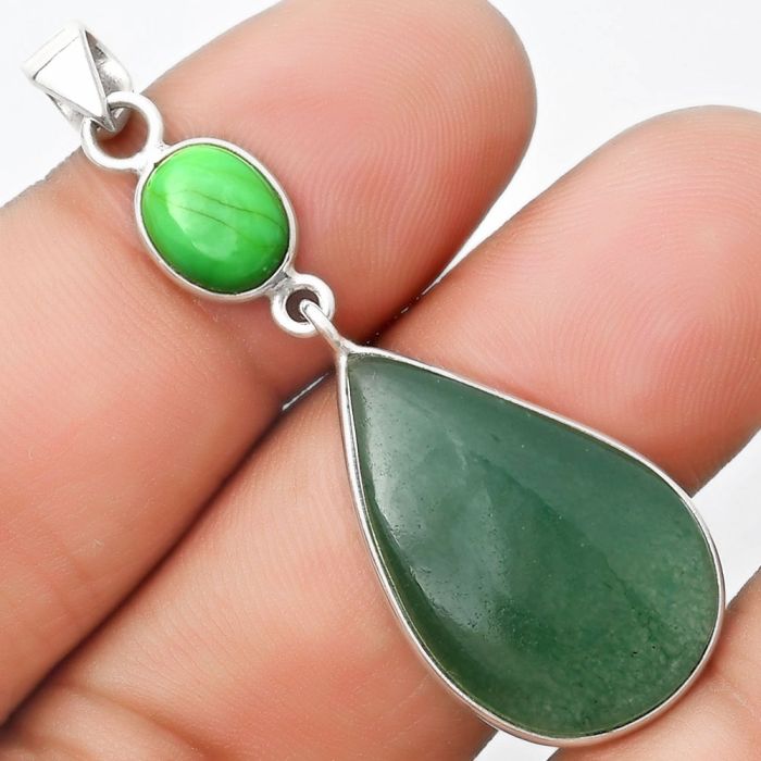 Green Aventurine & Green Turquoise Pendant SDP126363 P-1098, 16x25 mm