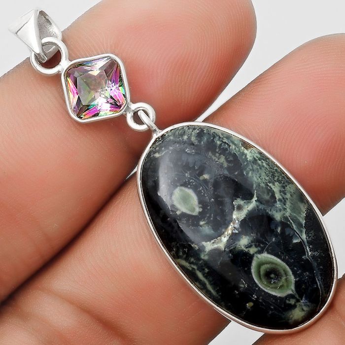 Star Galaxy Jasper & Mystic Topaz Pendant SDP126374 P-1098, 17x28 mm