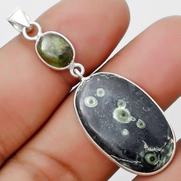 Star Galaxy Jasper & Chrome Chalcedony Pendant SDP126416 P-1098, 17x27 mm