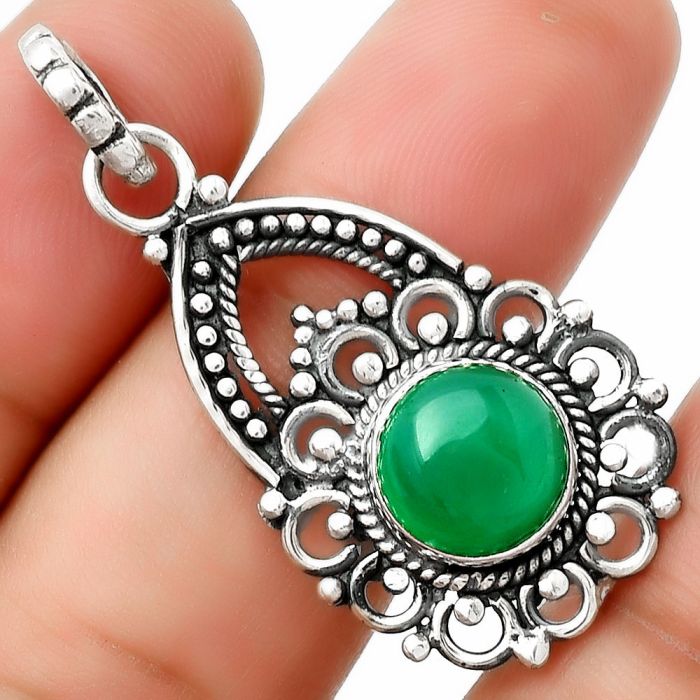 Natural Green Onyx Pendant SDP126469 P-1224, 10x10 mm