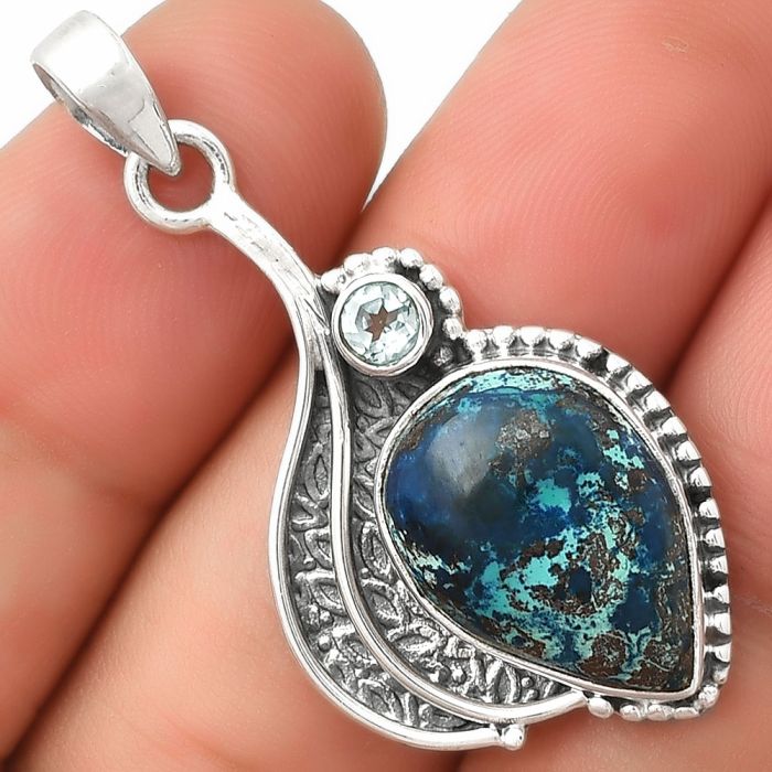 Shattuckite - USA & Sky Blue Topaz Pendant SDP126514 P-1467, 13x18 mm