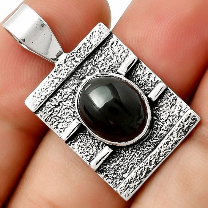 Natural Black Onyx - Brazil Pendant SDP126648 P-1658, 9x11 mm