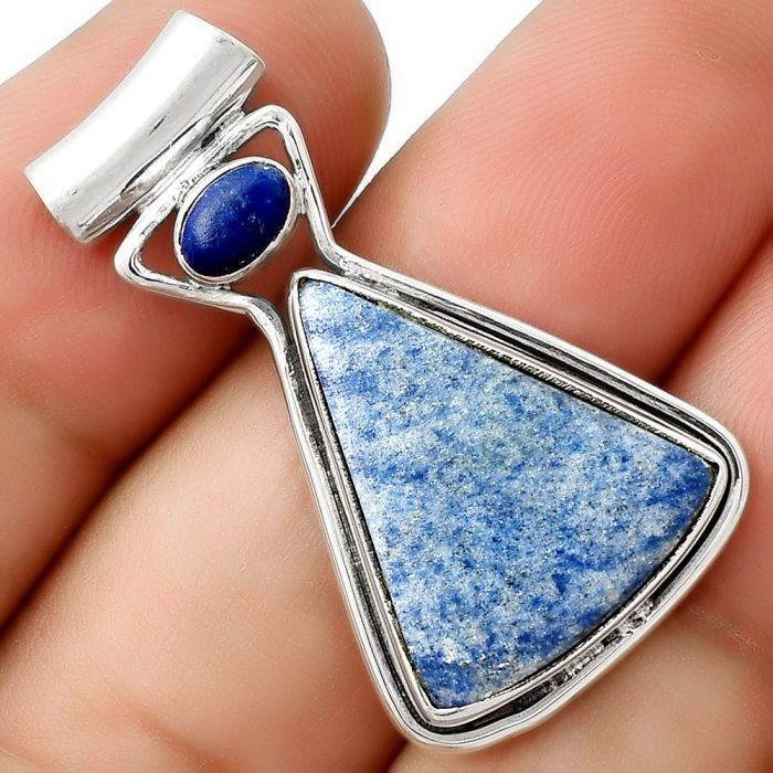 Dumortierite Quartz & Lapis Lazuli Pendant SDP126681 P-1130, 17x21 mm