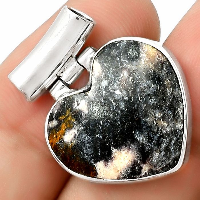 Valentine Gift Heart Natural Indian Blanket Jasper Pendant SDP126709 P-1621, 18x19 mm