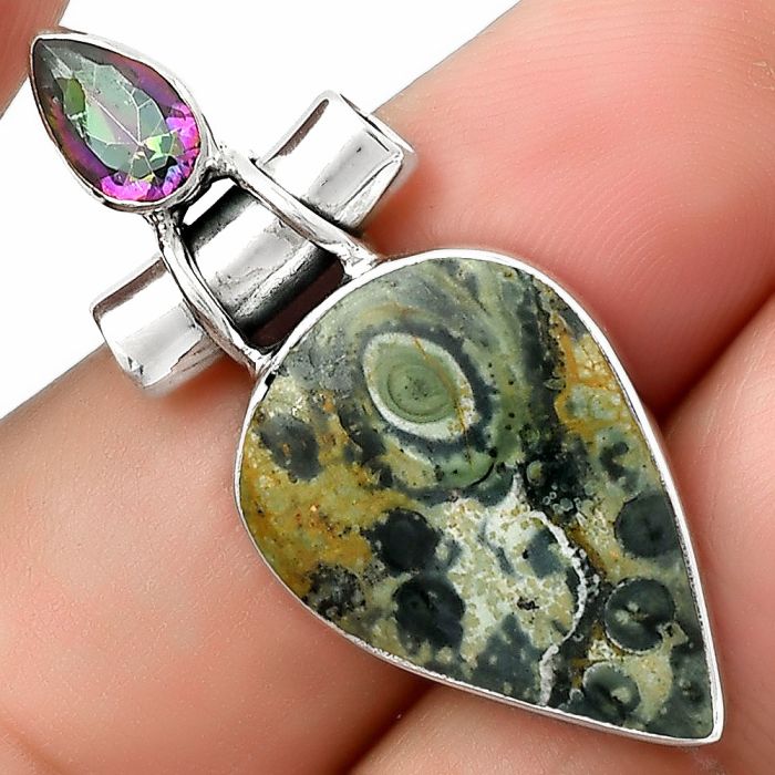 Star Galaxy Jasper & Mystic Topaz Pendant SDP126729 P-1159, 15x21 mm