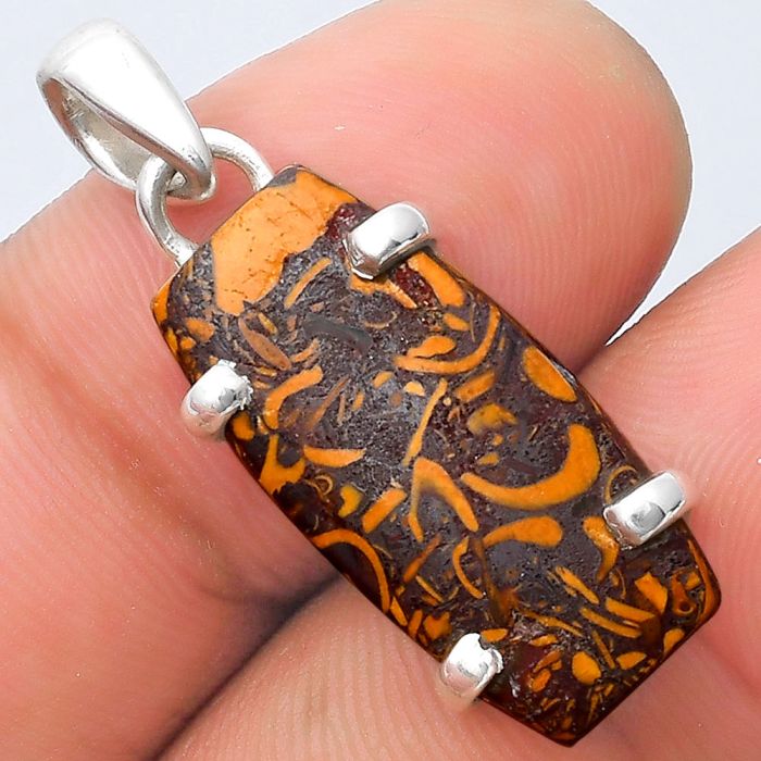 Natural Coquina Fossil Jasper - India Pendant SDP126882 P-1013, 11x23 mm