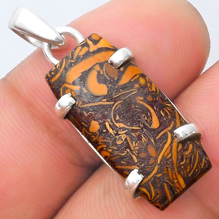 Natural Coquina Fossil Jasper - India Pendant SDP126887 P-1013, 11x24 mm