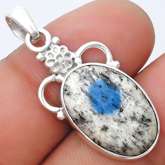 Natural K2 Blue - Azurite In Quartz Pendant SDP126910 P-1220, 13x19 mm