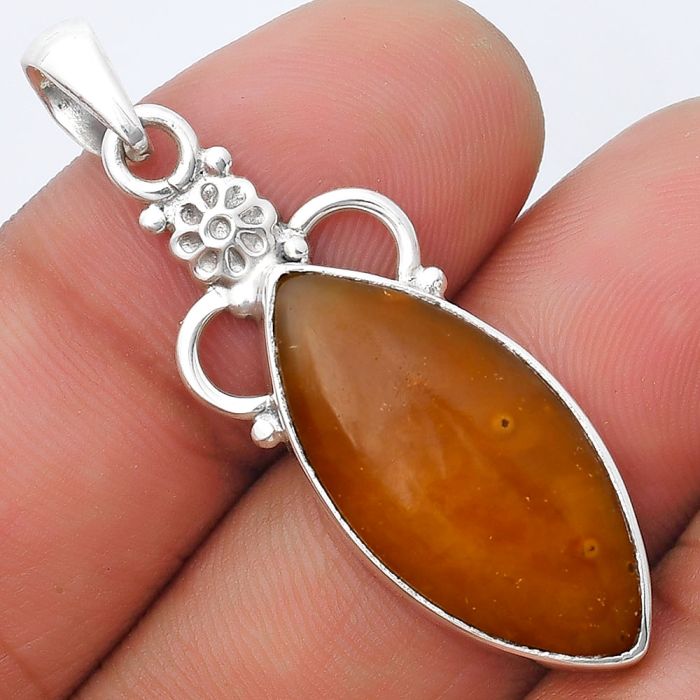 Natural Honey Dendritic Opal Pendant SDP126925 P-1220, 12x25 mm