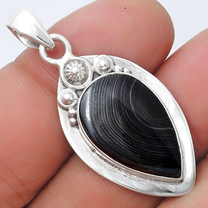 Crown Of Silver Psilomelane - Black Malachite Pendant SDP126938 P-1350, 13x21 mm