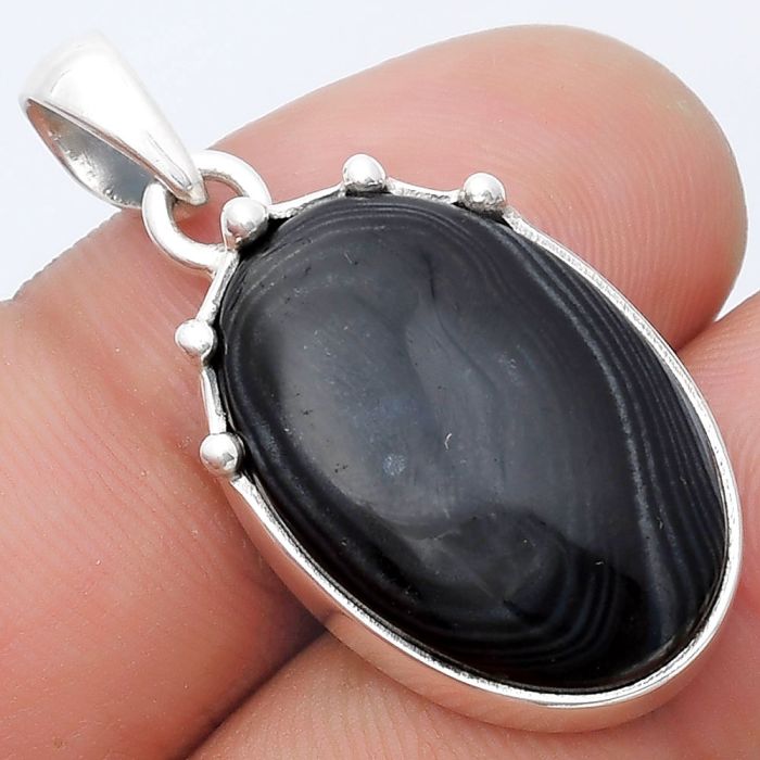 Crown Of Silver Psilomelane - Black Malachite Pendant SDP126974 P-1349, 15x22 mm