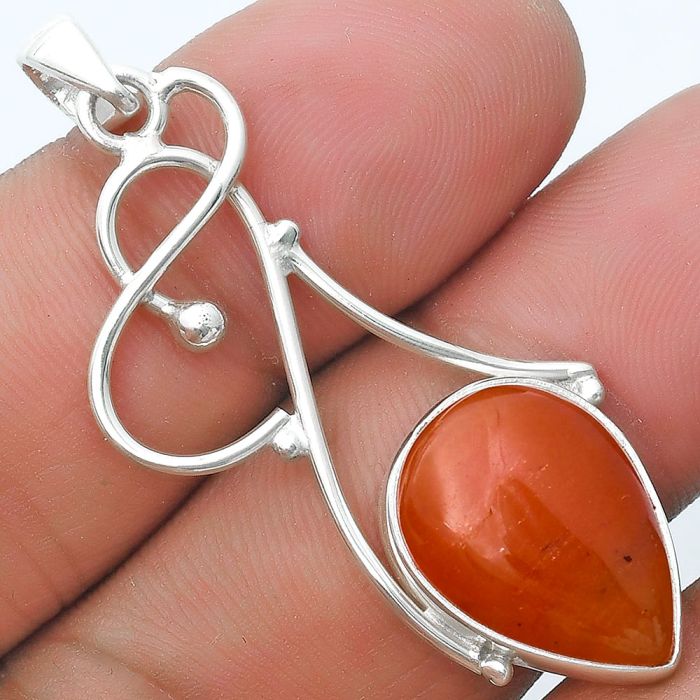 Natural Orange Aventurine Pendant SDP127006 P-1036, 13x18 mm