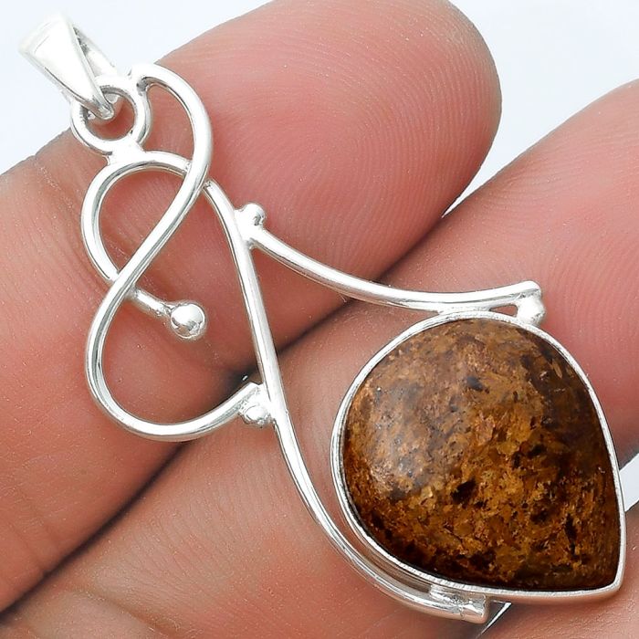 Natural Bronzite Pendant SDP127024 P-1036, 15x19 mm