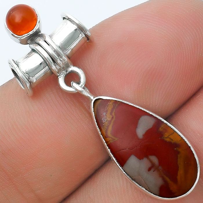 Natural Noreena Jasper & Carnelian Pendant SDP127137 P-1337, 10x20 mm