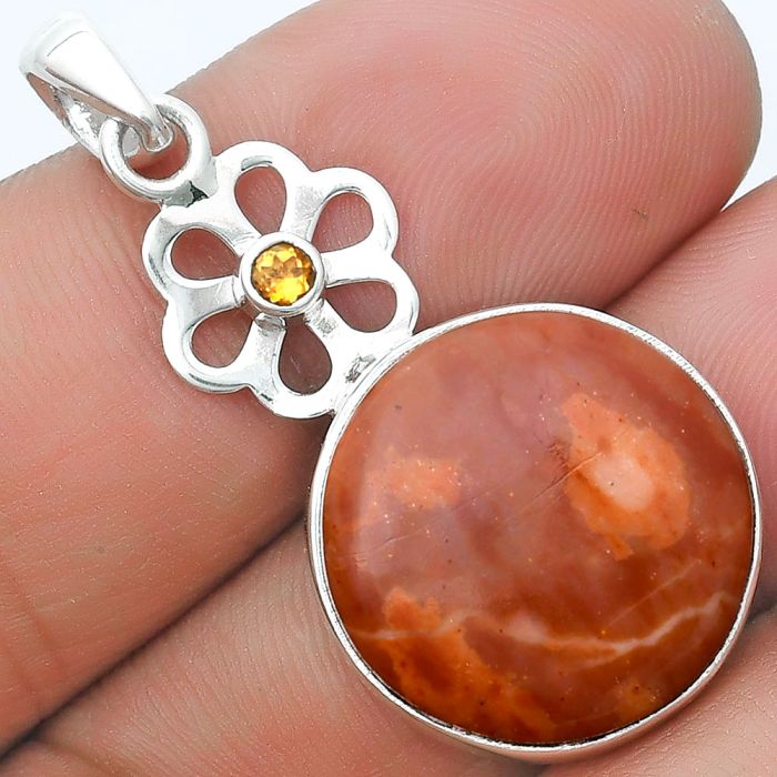 Natural Mookaite & Citrine Pendant SDP127180 P-1634, 18x18 mm