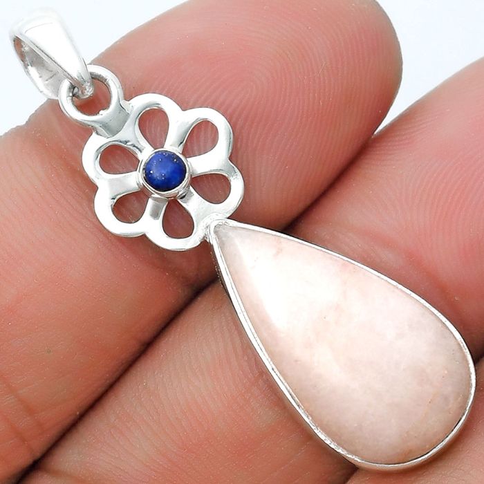 Natural Pink Scolecite & Lapis Lazuli Pendant SDP127183 P-1634, 12x22 mm