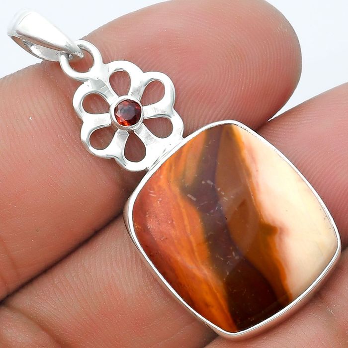 Natural Mookaite & Garnet Pendant SDP127197 P-1634, 18x20 mm