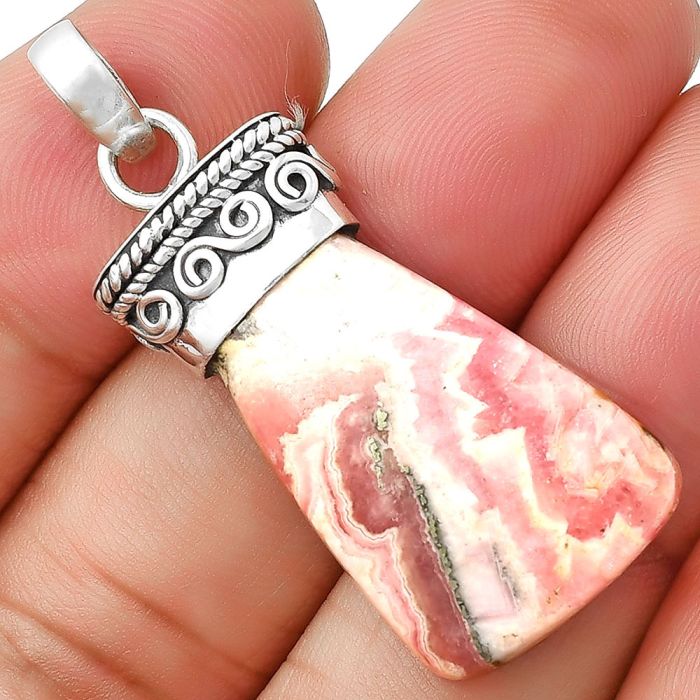 Natural Rhodochrosite Argentina Pendant SDP127341 P-1331, 17x27 mm