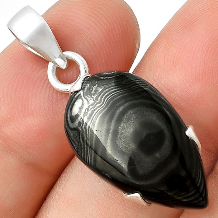 Crown Of Silver Psilomelane - Black Malachite Pendant SDP127452 P-1548, 13x23 mm