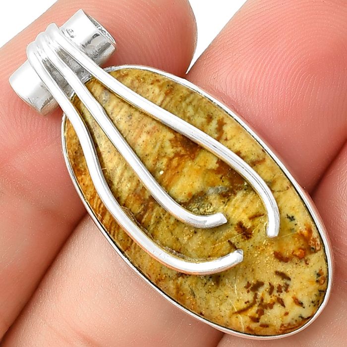 Natural Palm Root Fossil Agate Pendant SDP127477 P-1675, 16x31 mm