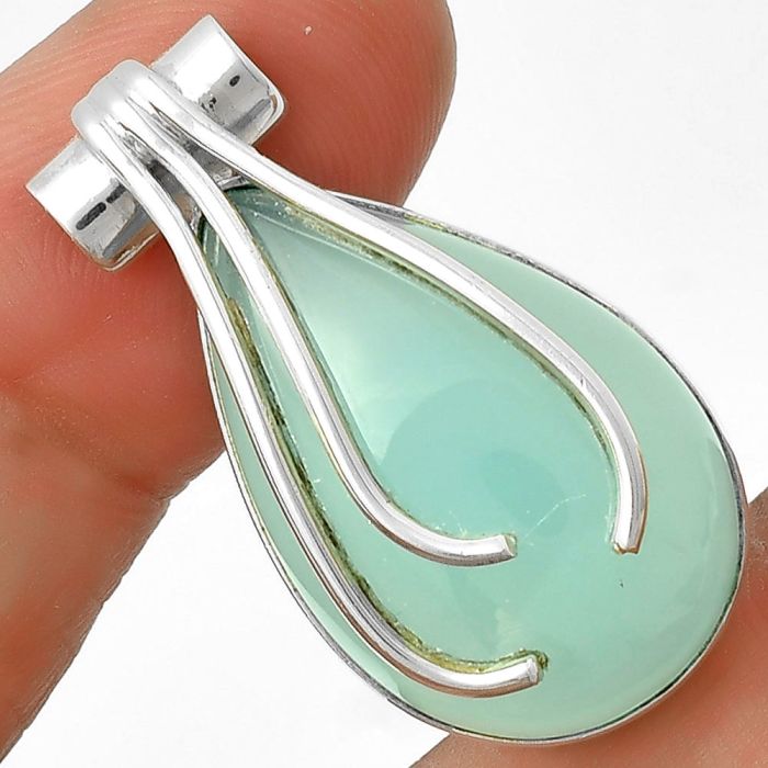 Natural Blue Chalcedony Pendant SDP127485 P-1675, 17x27 mm