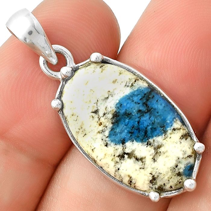 Natural K2 Blue - Azurite In Quartz Pendant SDP127509 P-1349, 13x22 mm