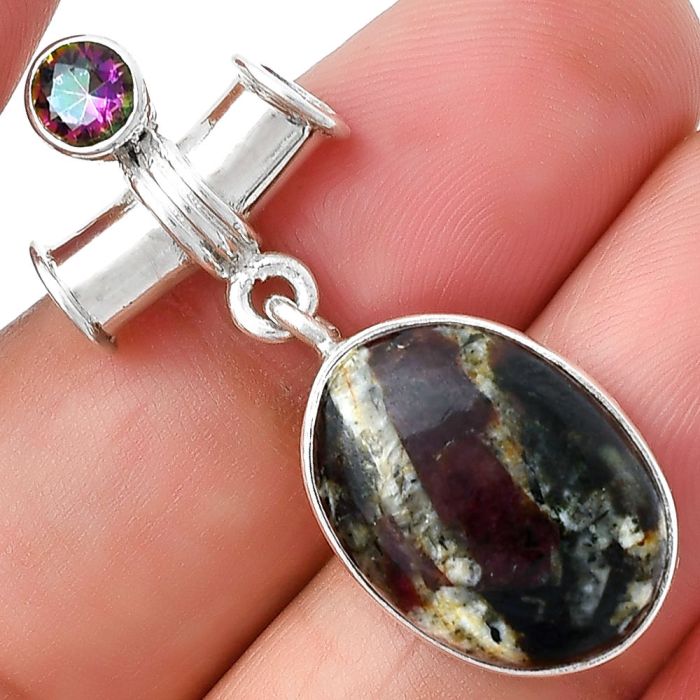 Russian Eudialyte & Mystic Topaz Pendant SDP127599 P-1337, 13x18 mm