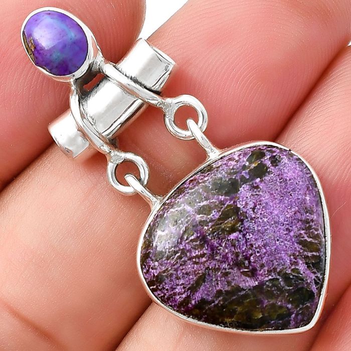 Purpurite & Copper Purple Turquoise Pendant SDP127649 P-1276, 17x18 mm