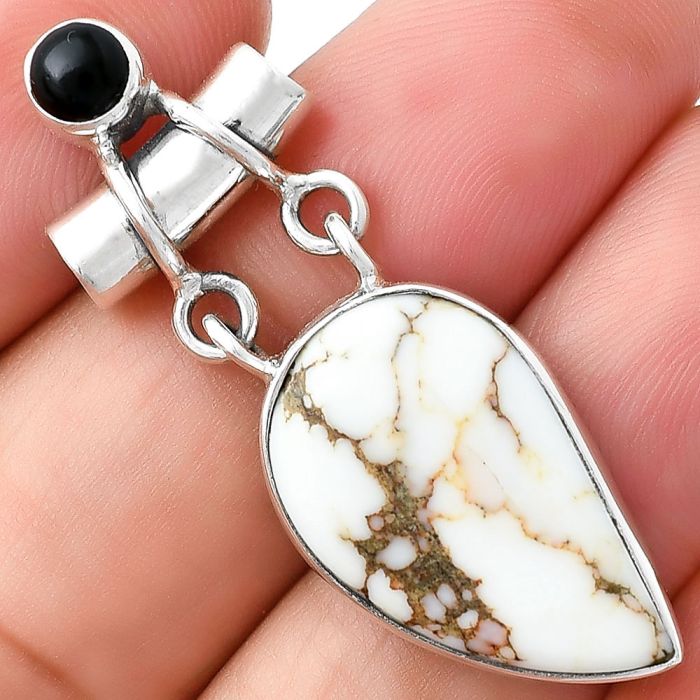 Natural Wild Horse Jasper & Black Onyx Pendant SDP127657 P-1276, 14x22 mm