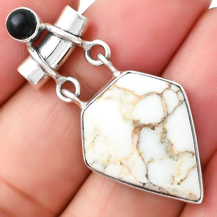 Natural Wild Horse Jasper & Black Onyx Pendant SDP127658 P-1276, 18x22 mm