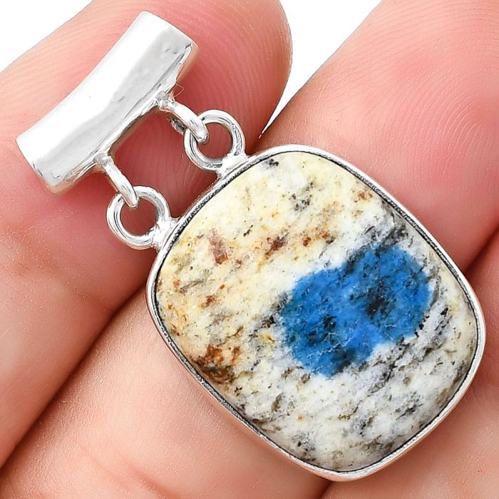 Natural K2 Blue - Azurite In Quartz Pendant SDP127662 P-1198, 18x21 mm