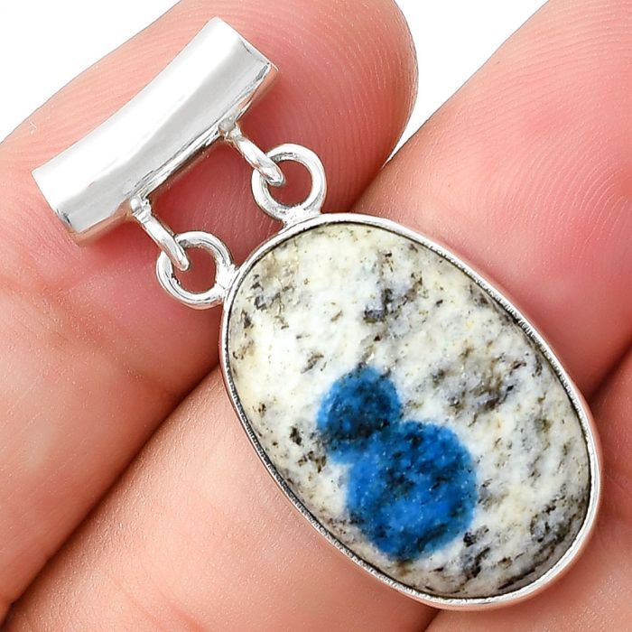 Natural K2 Blue - Azurite In Quartz Pendant SDP127695 P-1198, 15x22 mm