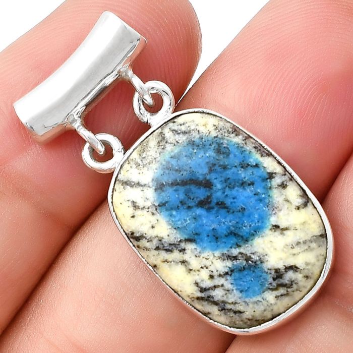 Natural K2 Blue - Azurite In Quartz Pendant SDP127696 P-1198, 15x20 mm