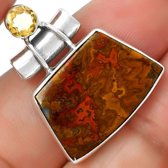 Rare Cady Mountain Agate & Citrine Pendant SDP127798 P-1159, 14x22 mm